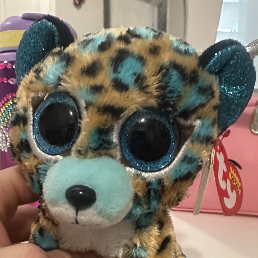 Ty Beanie Boo’s Collection “Cobalt” Blue and Black Spotted Leopard Plush Toy NWT - Picture 7 of 11